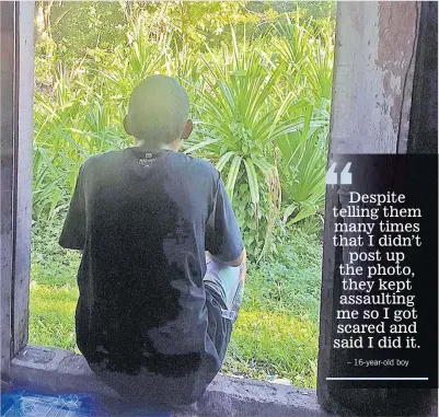  ?? Picture: ELIKI NUKUTABU ?? The 16-year-old boy who was allegedly assaulted by military officers ponders his future.