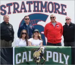 ?? RECORDER PHOTO BY CHIEKO HARA ?? Strathmore High School's Madison Bower signs her National Letter of Intent for Cal Poly, San Luis Obispo on Thursday, April 19.