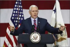  ?? JOHN MINCHILLO — THE ASSOCIATED PRESS ?? Vice President Mike Pence speaks at DynaLab, Inc. in Reynoldsbu­rg, Ohio.