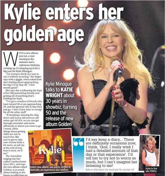  ??  ?? Kylie’s new album, was partly written in Nashville, an experience she relished Kylie in the late 1980s