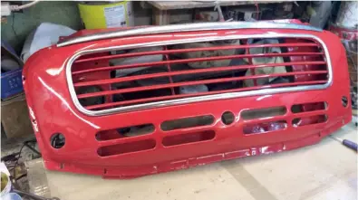  ?? ?? ABOVE:
The Morris van grille looking good now it has been reassemble­d and is ready for refitting.