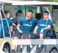  ??  ?? Andy Halliday in the sun with Ryan Kent during Rangers’ winter-break trip to Dubai last month