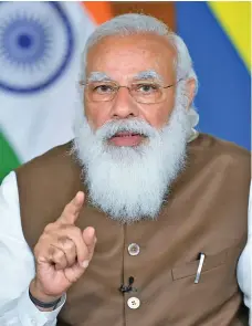  ?? Photo: ANI ?? Prime Minister Narendra Modi at the India-Sweden Virtual Summit, in New Delhi on March 5, 2021.