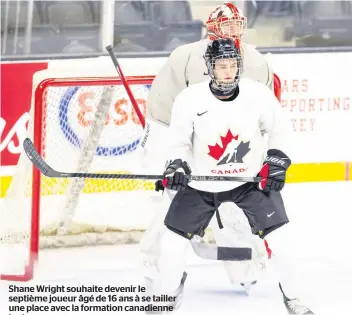  ?? PHOTO ROB WALLATOR, HOCKEY CANADA ?? Shane Wright souhaite devenir le septième joueur âgé de 16 ans à se tailler une place avec la formation canadienne junior.