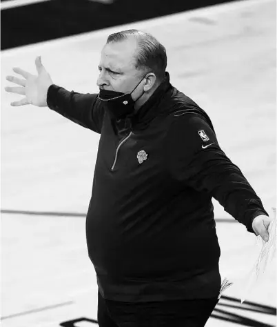  ?? ADAM HUNGER/AP ?? In his first season, coach Tom Thibodeau has the long-suffering Knicks in good position to make the NBA playoffs.