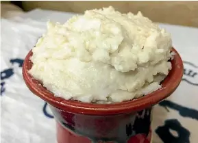  ?? ZENKURO SAKE ?? Raw fermented rice, a by-product of sake production, is the main ingredient.