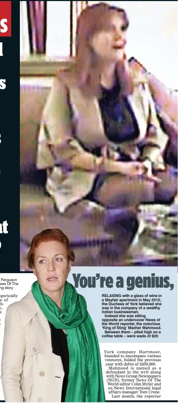  ??  ?? DRAINED: A pale Sarah Ferguson pictured hours after the News Of The World broke the devastatin­g story
