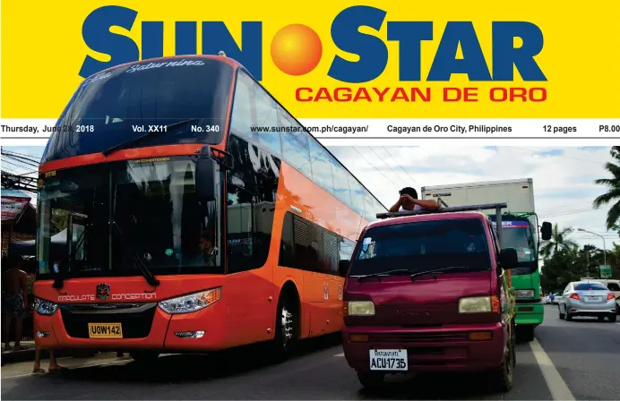  ?? (JIGGER J. JERUSALEM) ?? The Pabama double-decker buses begin its plying the Cagayan de Oro-Kibawe, Bukidnon route on Tuesday.