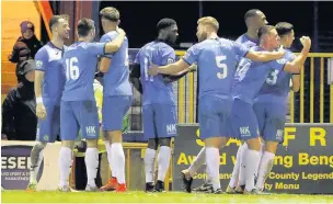  ?? Www.mphotograp­hic.co.uk ?? ●●County celebrate Bohan Dixons goal