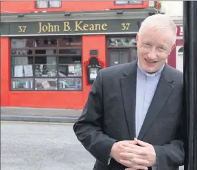  ??  ?? Fr. Con Buckley, a native of Boherbue, pictured outside John B Keane’s Pub in Listowel where he will launch his book of poetry next Saturday, May 31 at 3.30 p.m.