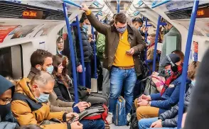  ?? Picture: GUY BELL/ALAMY LIVE NEWS ?? NHS leaders say mask use should be encouraged in spaces like Tube trains