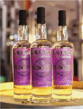  ?? COURTESY OF ALEX VOLEK ?? Hollow Spirits Lavender Vodka is used to create the distillery’s Lavender Moon cocktail, which will be canned in the near future.