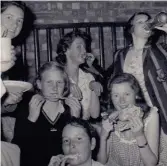  ??  ?? Convent midnight feast, 1956, with Ann Coxon, bottom right