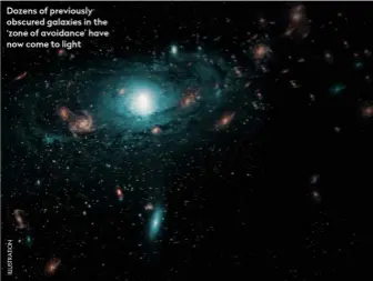  ?? ?? Dozens of previously obscured galaxies in the ‘zone of avoidance’ have now come to light