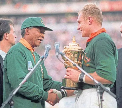  ??  ?? RAINBOW RISING: South Africa’s World Cup win 25 years ago seemed to signal a new dawn yet Scots clubs continue to struggle