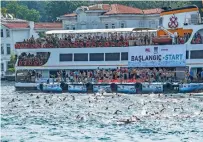  ?? AFP ?? Swimmers compete in the Bosphorous river as they take part in the Bosphorus Cross Continenta­l Swim event on Sunday. —