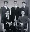  ??  ?? ROOM-MATES at Bhavan’s College in Bombay, back from left, Abdul Sattar Gani, Ebrahim Essa, Yusuf Saloojee. Narendra ‘Zanzi’ Patel and Sulaiman Kadwa in front.