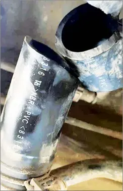  ?? (Courtesy pic) ?? A pipe of a vehicle that was cut by thieves in a bid to steal fuel at Ngwane Park.