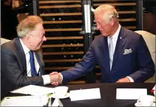  ?? EDDIE MULHOLLAND — POOL PHOTO VIA AP, FILE ?? Britain’s Prince Charles meets Andrew Lloyd Webber during a visit to the Royal Albert Hall to discuss the arts and creativity in school, in London, Wednesday, Sept. 5, 2018.