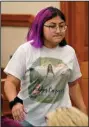  ?? (AP/Eric Gay) ?? Jazmin Cazares attends a hearing Thursday at the Texas state capitol in Austin. “I’m here begging for you guys to do something or to change something,” she told lawmakers.