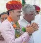  ??  ?? BJP candidate for Khinvsar bypolls, Narayan Beniwal, with union minister Gajendra Singh.
HT PHOTO