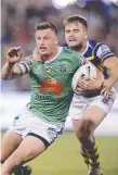  ?? Picture: AAP IMAGE ?? Jack Wighton of the Raiders and Jaeman Salmon of the Eels last night.
