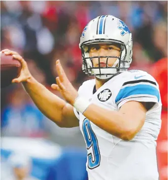 ?? REUTERS/SUZANNE PLUNKETT/FILE ?? Lions QB Matthew Stafford says he’s recovered from back and hip injuries that sidelined him last season, Stafford is back in camp after recording a false-positive COVID-19 test result.