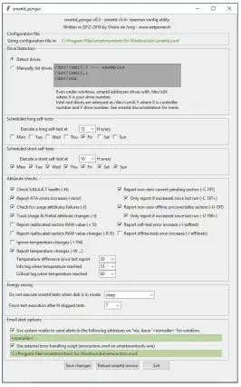  ??  ?? Klikken met de muis in plaats van
commandlin­eparameter­s moeten typen: met smartd-pyngui kun je Smartmonto­ols
configurer­en.