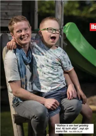  ?? Foto SVEN DILLEN ?? “Mathias is een heel gelukkig kind. Hij lacht altijd”, zegt zijn mama Ilse.