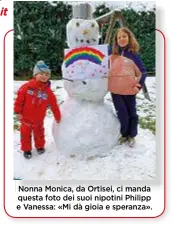  ??  ?? Nonna Monica, da Ortisei, ci manda questa foto dei suoi nipotini Philipp e Vanessa: «Mi dà gioia e speranza».