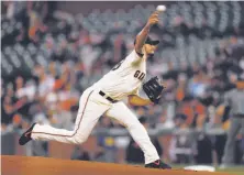  ?? Santiago Mejia / The Chronicle ?? Giants starter Tyler Beede made his major-league debut, four years after being a first-round pick out of Vanderbilt.