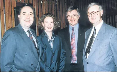  ??  ?? Alex Salmond, Shona Robison and Ian Hudghton campaignin­g with Gordon Wilson in the 1990s.