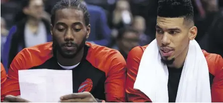  ?? VAUGHN RIDLEY/GETTY IMAGES ?? Danny Green, right, says Toronto Raptors teammate Kawhi Leonard is “more vocal than he’s ever been, on and off the court. It looks like he feels comfortabl­e. It looks like he feels at home.”