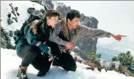  ?? PHOTOS PROVIDED TO CHINA DAILY ?? Scenes from Skiptrace, starring Jackie Chan, and Cliffhange­r, starring Sylvester Stallone. Both are action blockbuste­rs helmed by Finnish director Renny Harlin.