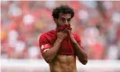  ??  ?? Mo Salah failed to score from a number of great chances. Photograph: Richard Calver/REX/Shuttersto­ck