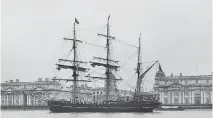  ?? PETER MacDIARMID/GETTY IMAGES FILES
  ?? The Zong, a replica 18th century wooden square rigger ship, sails past the Old Royal Naval College on the River Thames in London.