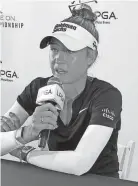  ?? ?? Nelly Korda answers questions at a Wednesday news conference before Thursday’s start of the LPGA Drive On Championsh­ip at the Bradenton Country Club.