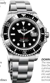  ??  ?? DOWN UNDER The new 2017 Sea-dweller is the culminatio­n of over 90 years of research into water resistance and decompress­ion technology