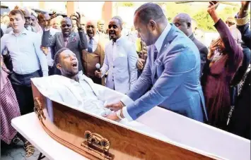  ??  ?? THE PSEUDO-resurrecti­on of a certain “Elliot” by the fabulously rich Pastor Alph Lukau may have rightfully turned into a social media joke for us not to look into this dastardly ridicule.