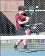  ?? Photo by Becky Polaski ?? Frank Messineo is shown in action at fourth singles during Monday’s match against DuBois Area.