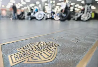  ?? KEITH SRAKOCIC THE ASSOCIATED PRESS ?? Harley-Davidson, facing rising costs from new tariffs, will begin shifting the production of motorcycle­s heading for Europe from the U.S. to factories overseas.