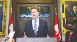  ?? SEAN KILPATRICK / THE CANADIAN PRESS ?? Conservati­ve Leader Andrew Scheer is calling for the resignatio­n of Gerald Butts from the Liberals’ campaign over his comments on India.