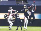  ?? AP PHOTO/BUTCH DILL ?? New Orleans Saints free safety Marcus Williams picks off a pass by the Atlanta Falcons’ Matt Ryan in the first half of last Sunday’s game in New Orleans. The Saints beat Atlanta 24-9.