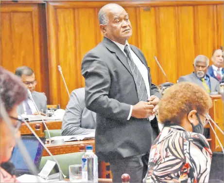  ?? Picture: ATU RASEA ?? Opposition MP Niko Nawaikula speaks at Parliament yesterday.