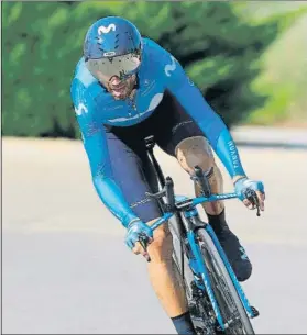  ?? FOTO: EFE ?? Alejandro Valverde durante la prueba contrarrel­oj del Nacional en Castellón