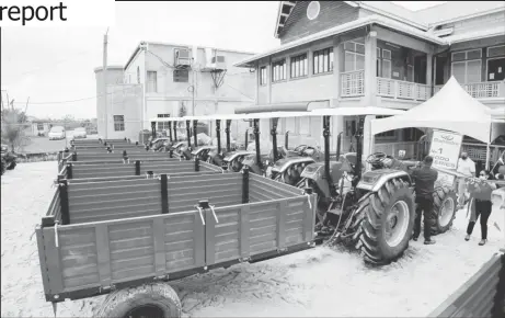  ?? ?? Some of the tractors at a July handing over (Office of the President photo)