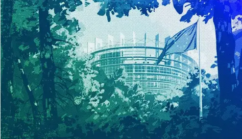  ?? ?? The European Parliament building in a forest, illustrati­on