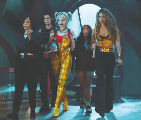  ?? — PHOTOS: WARNER BROS. ?? Rosie Perez, left, Mary Elizabeth Winstead, Margot Robbie, Ella Jay Basco and Junrey Smollett-Bell take to the skies in Birds of Prey.