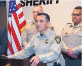  ?? JIM THOMPSON/JOURNAL ?? Bernalillo County Sheriff Manuel Gonzales holds a news conference Friday to talk about a shooting that wounded a suspect after a chase by deputies on Tuesday.