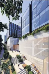  ??  ?? The new buildings at 136 Fanshawe St (main and above) will host 240 law firm staff from Meredith Connell and more than 600 2degrees workers, while more than 300 Genesis Energy staff will move nearby at 155 Fanshawe St.
